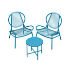 Balcony furniture set - set of 3 - with table and 2 chairs - sea blue