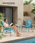 Balcony furniture set - set of 3 - with table and 2 chairs - sea blue