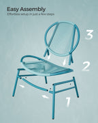 Balcony furniture set - set of 3 - with table and 2 chairs - sea blue