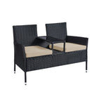 Garden chair - Garden furniture set - Balcony furniture - With Table - Soft seat - Black
