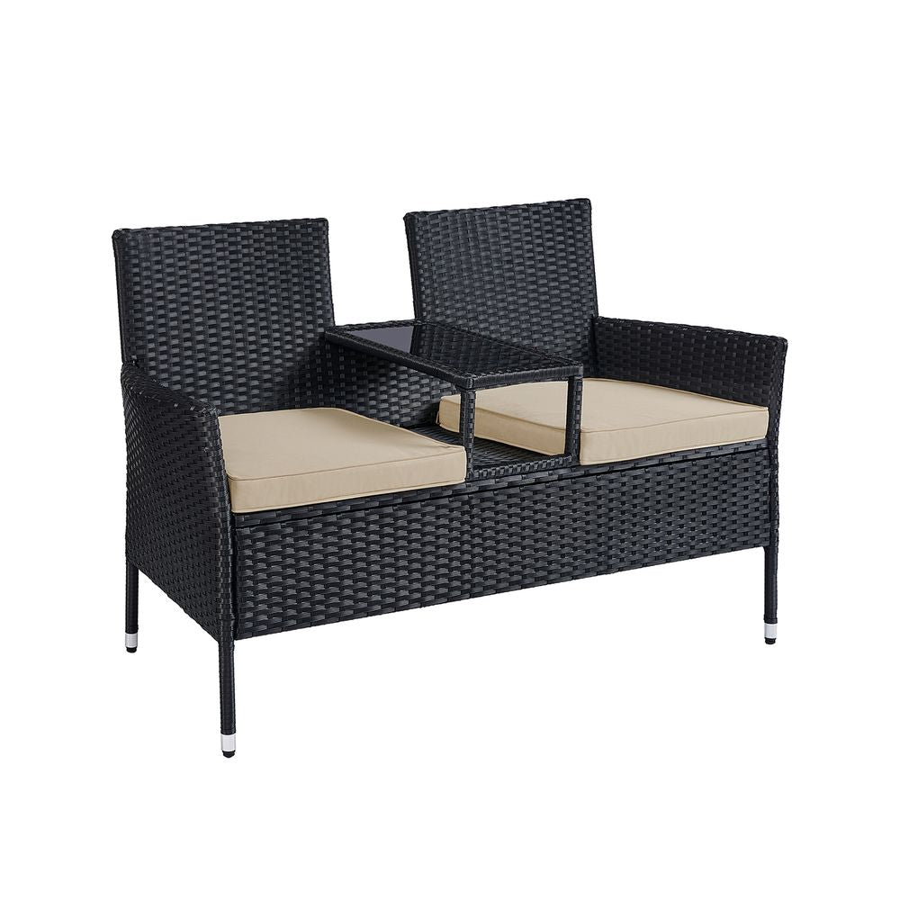 Garden chair - Garden furniture set - Balcony furniture - With Table - Soft seat - Black