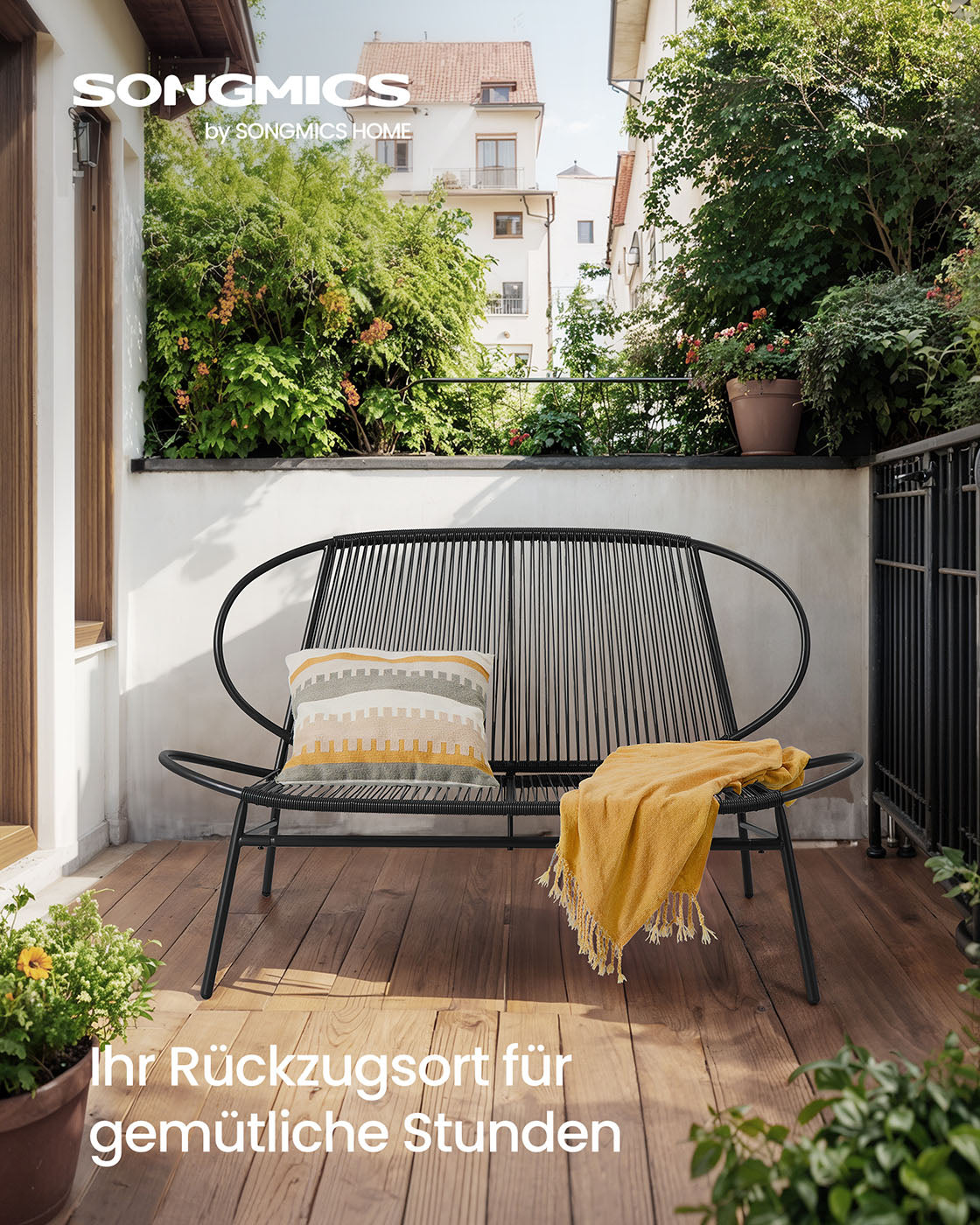 Garden bench from PE ROTAN - 70 x 138.5 x 79 cm - Weather resistant