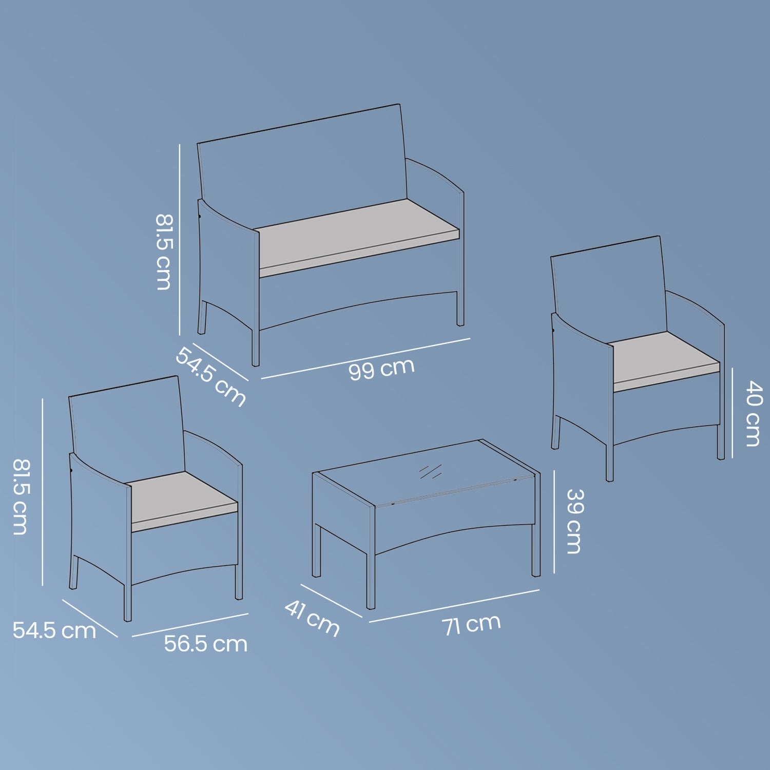 Balonset - Garden furniture set from PE Polyrotan, compact and stylish