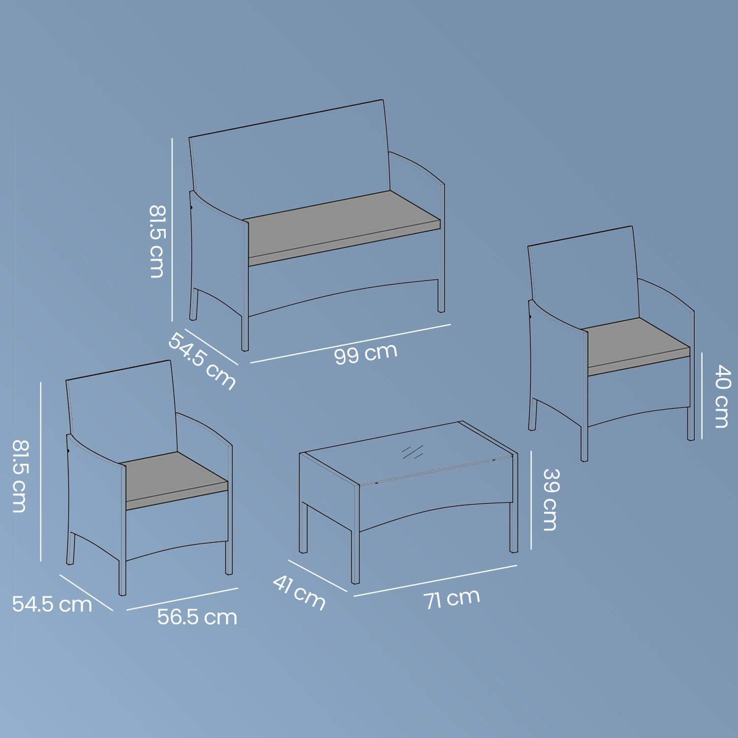 Balonset - Garden furniture set from PE Polyrotan, compact and stylish