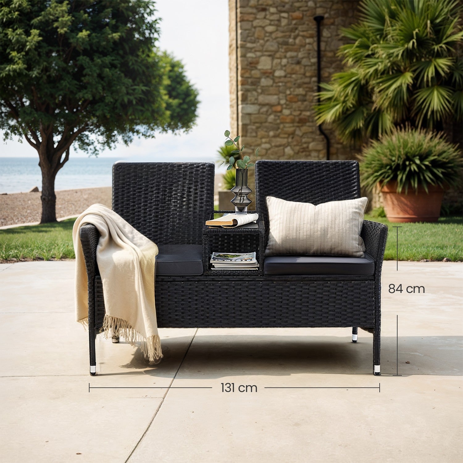 Balcony furniture set - Van PE Polyrotan, with table
