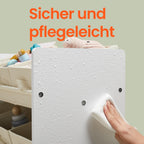 Bookcase with 9 fabric storage boxes - Organizer board with courses