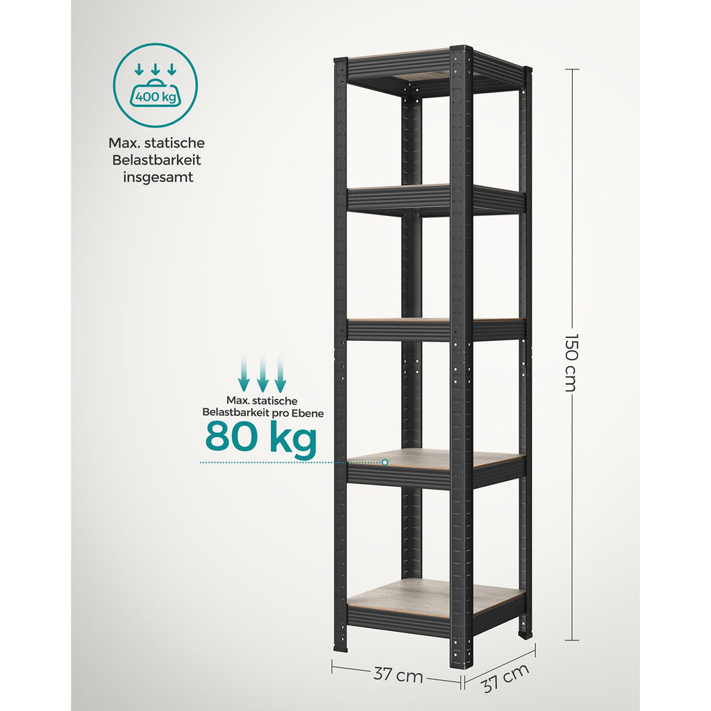 Small rack box - Living room cabinet - Extra strong - 5 levels - Black