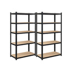 Storage cabinet - Set of 2 - Metal frame - 200 x 100 x 50 cm - taxable up to 875 kg - Black