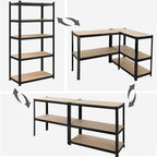 Storage cabinet - Set of 2 - Metal frame - 200 x 100 x 50 cm - taxable up to 875 kg - Black