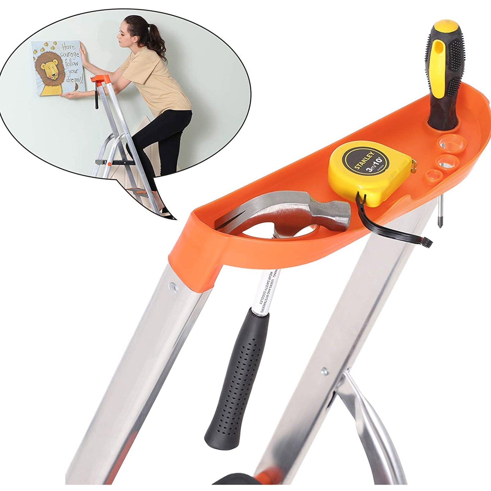 Ladder - 3 steps - Aluminum - Anti -slip feet - load capacity 150 kg