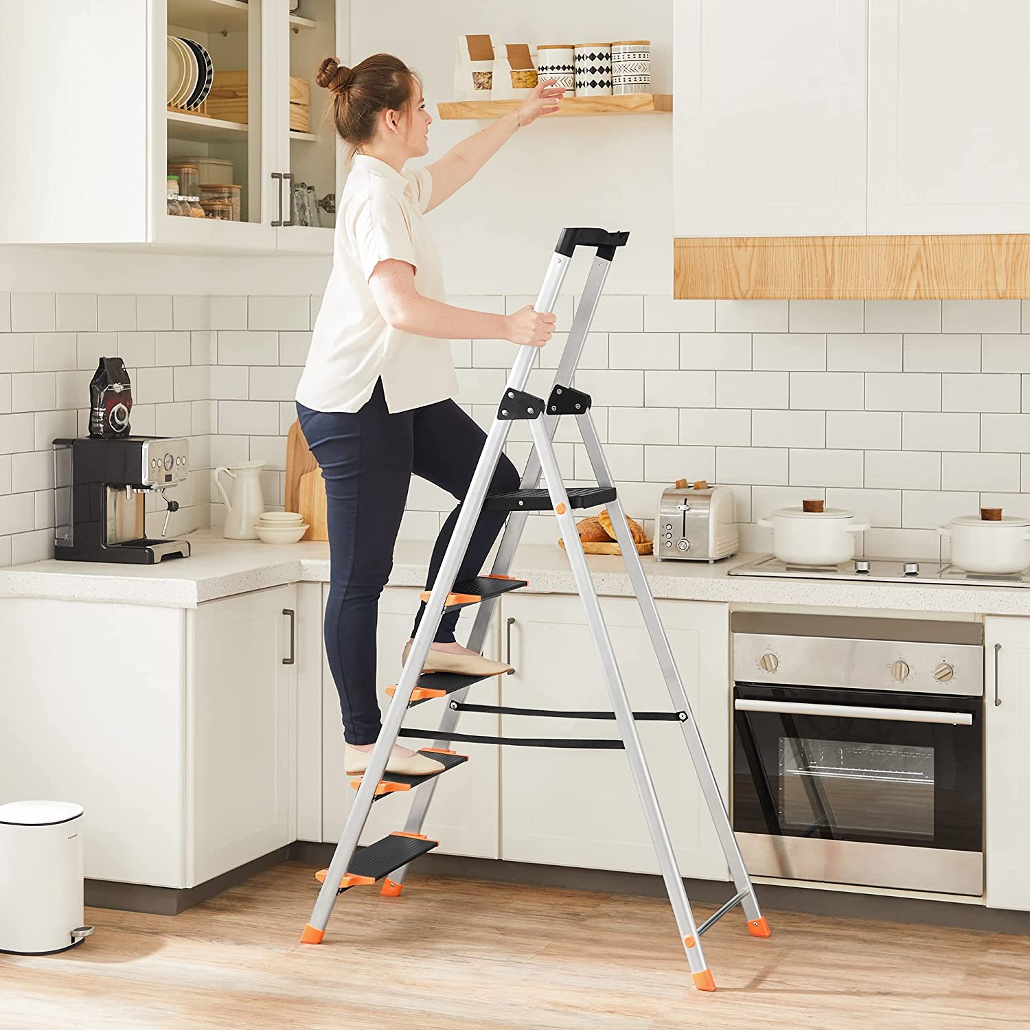 Stairladder - Foldable - 5 steps - Aluminum - up to 150 kg