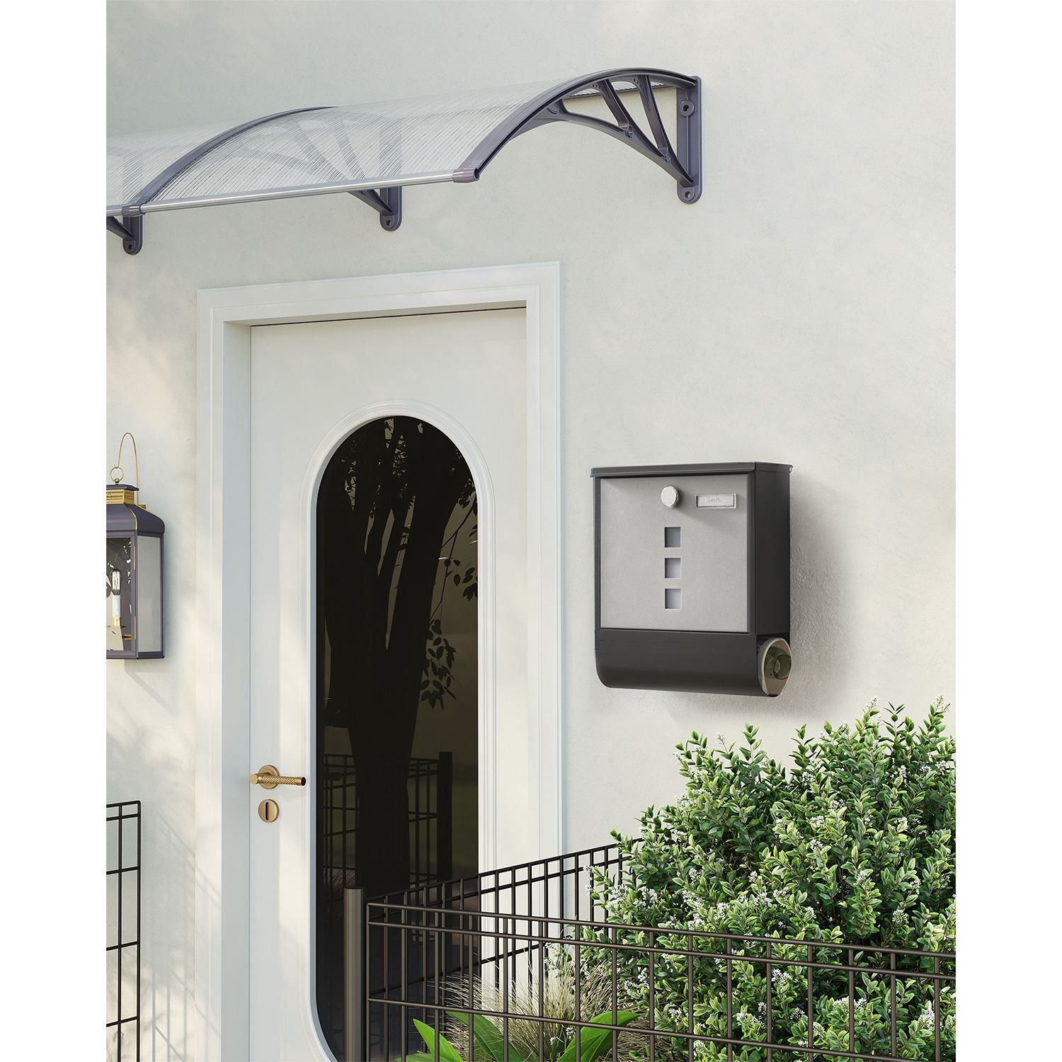 Wall letterbox - Letterbox - With Newspaper box and nameplate - With lock - Silver Black