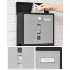 Wall letterbox - Letterbox - With Newspaper box and nameplate - With lock - Silver Black