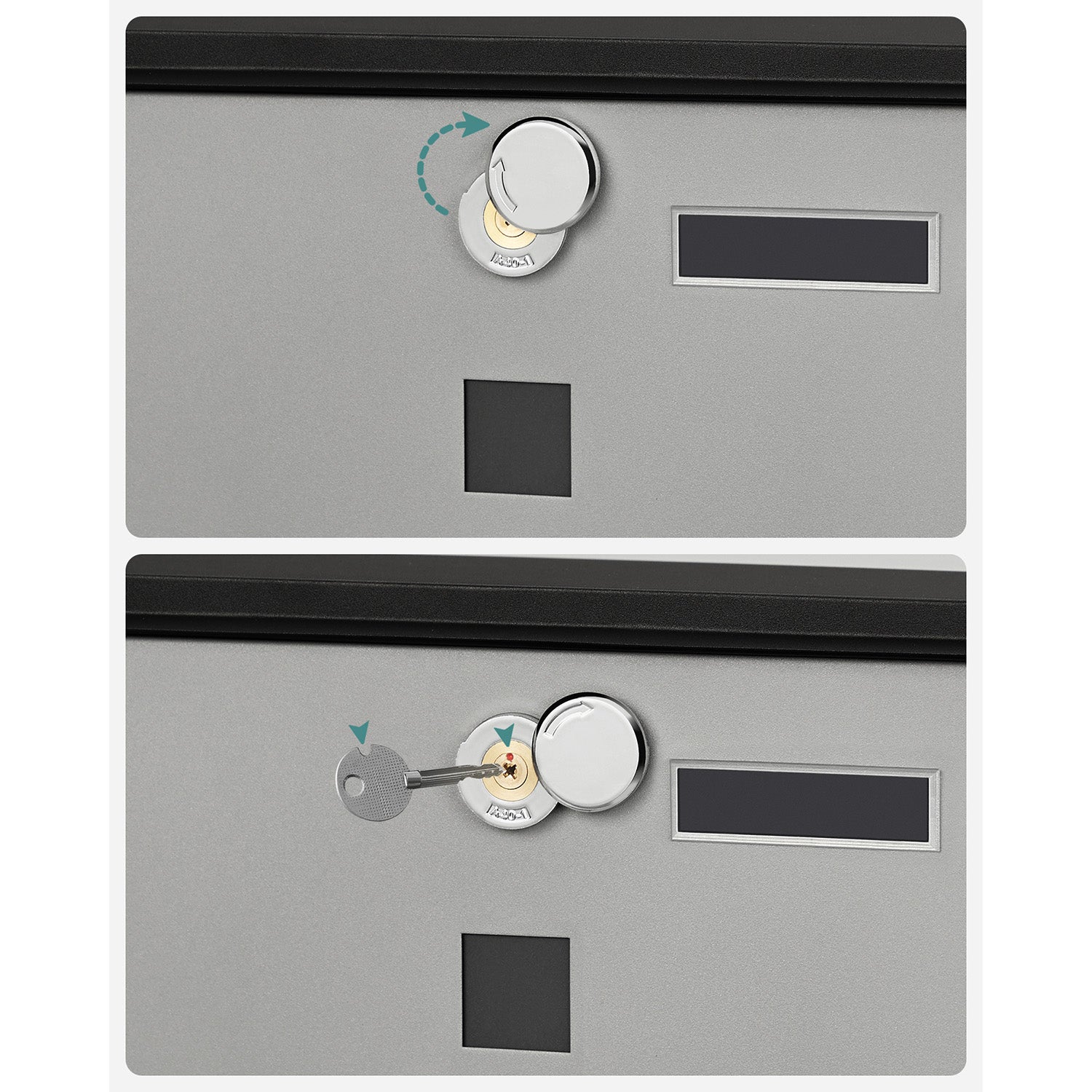 Wall letterbox - Letterbox - With Newspaper box and nameplate - With lock - Silver Black