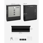 Wall letterbox - Letterbox - With Newspaper box and nameplate - With lock - Silver Black
