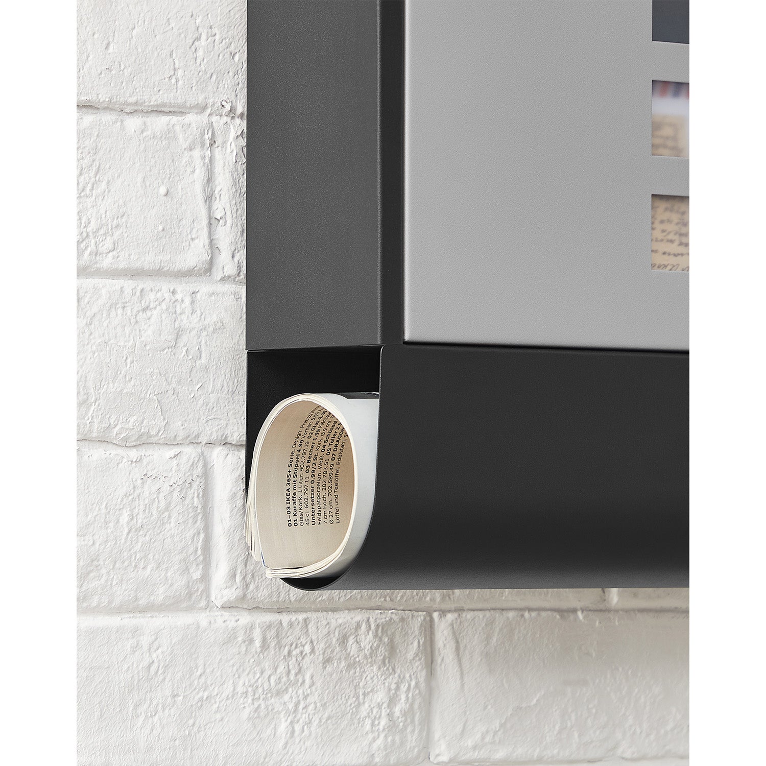 Wall letterbox - Letterbox - With Newspaper box and nameplate - With lock - Silver Black