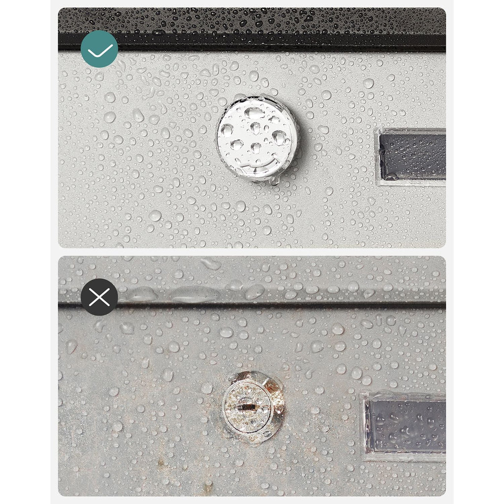 Wall letterbox - Letterbox - With Newspaper box and nameplate - With lock - Silver Black