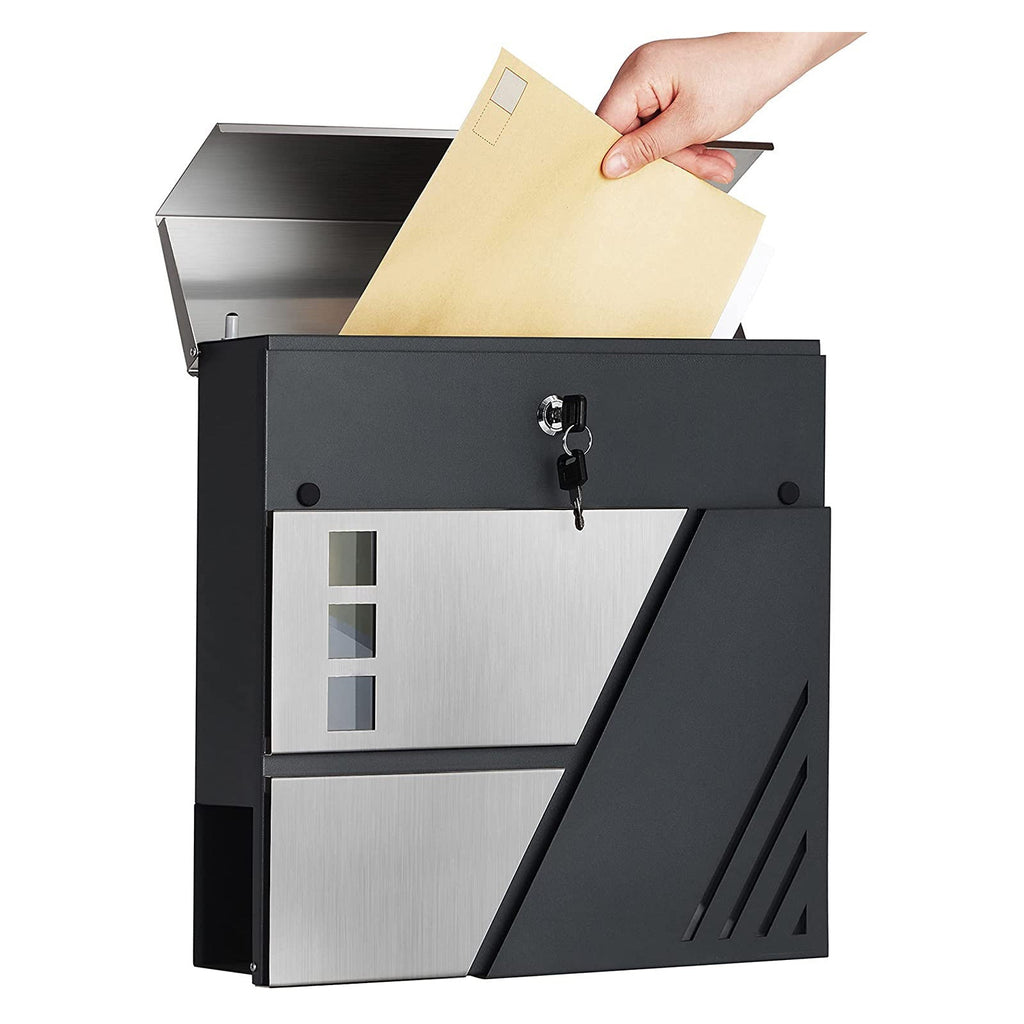 Mailbox - Wall bus - With window - Stainless steel - Silver / Anthracite