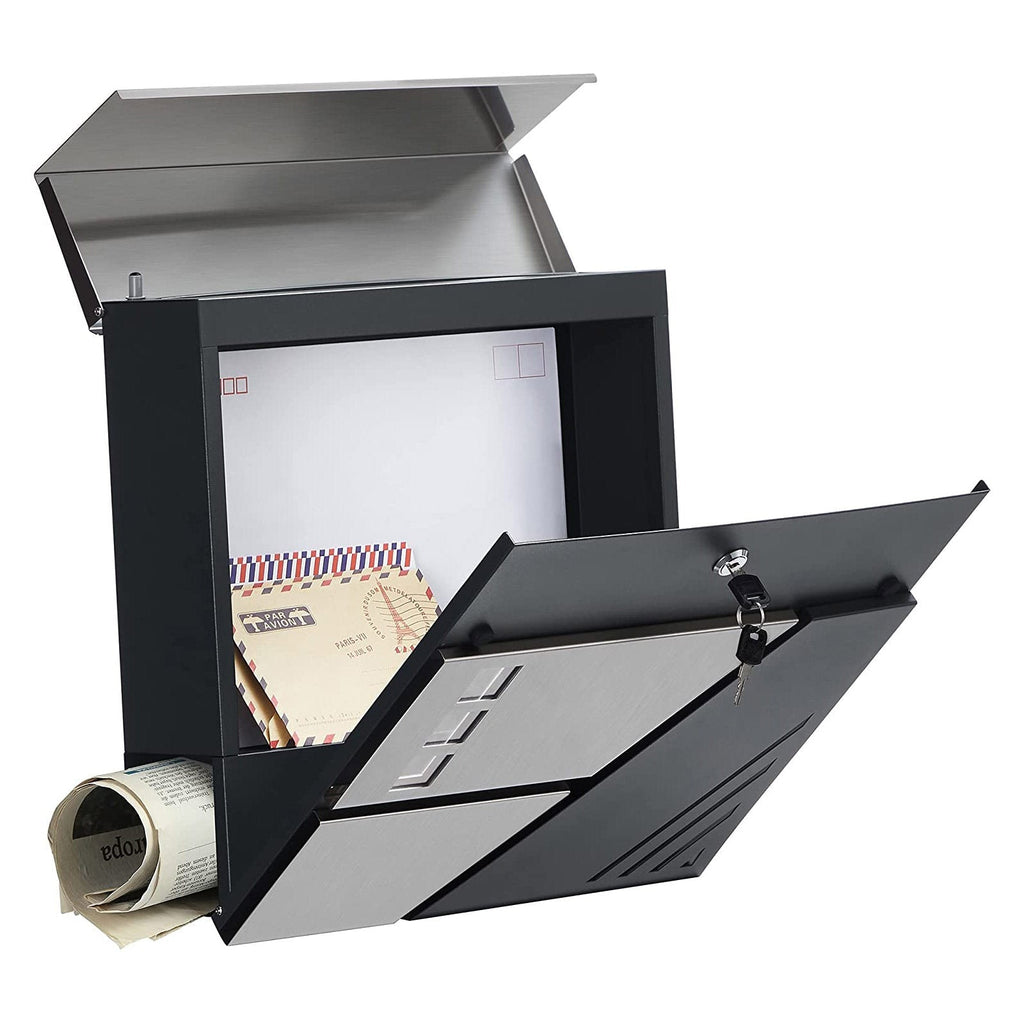 Mailbox - Wall bus - With window - Stainless steel - Silver / Anthracite