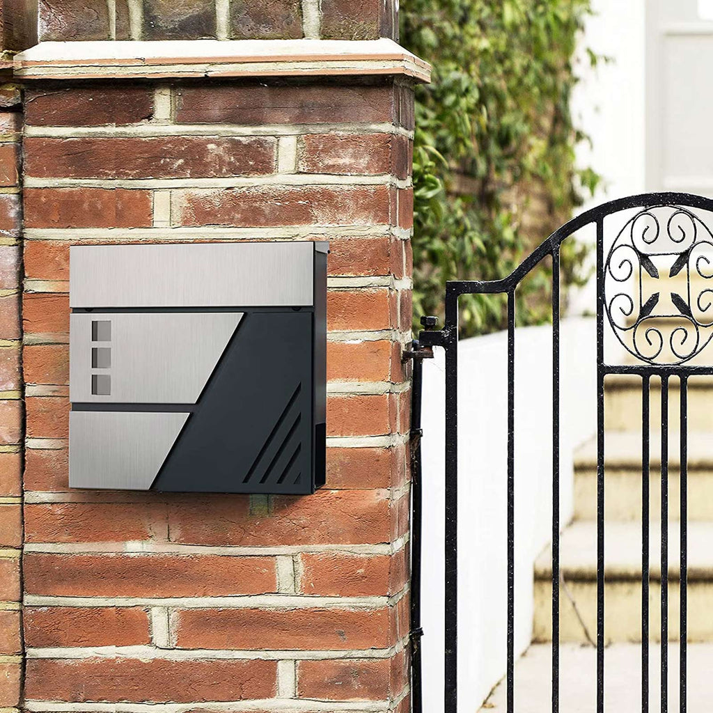 Mailbox - Wall bus - With window - Stainless steel - Silver / Anthracite