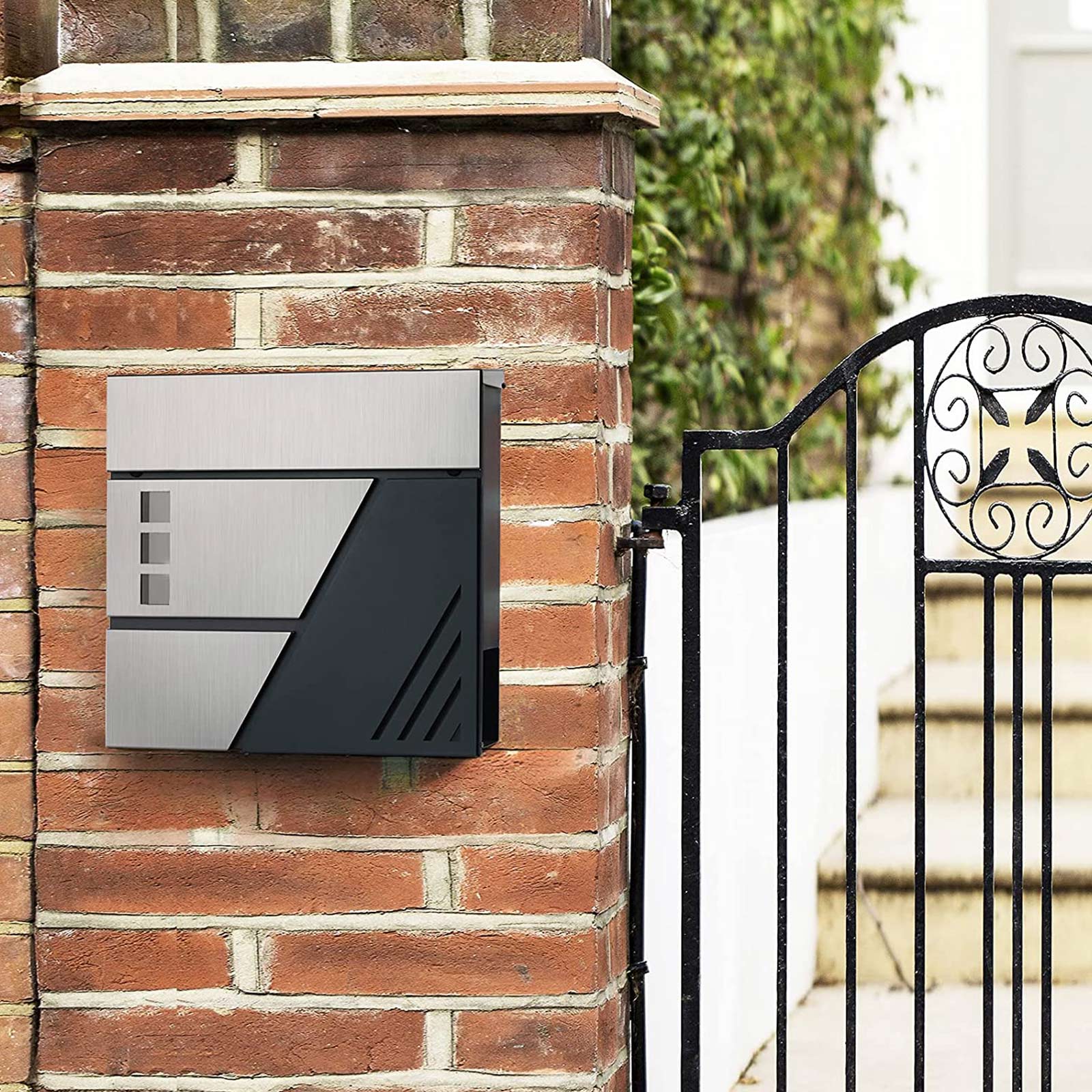 Mailbox - Wall bus - With window - Stainless steel - Silver / Anthracite