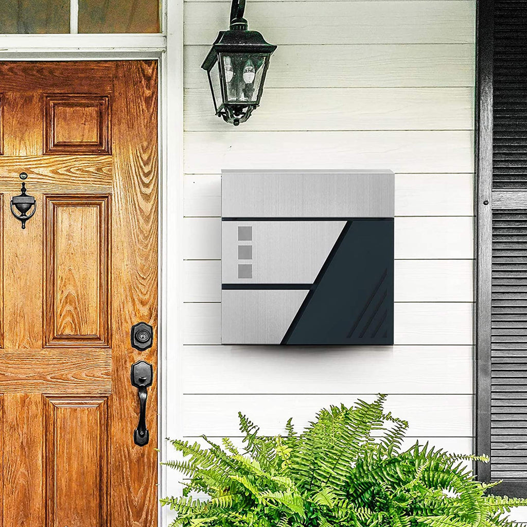 Mailbox - Wall bus - With window - Stainless steel - Silver / Anthracite