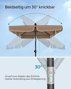 Parasol 200 x 125 cm foldable and adjustable in height