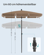 Parasol 200 x 125 cm foldable and adjustable in height