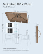 Parasol 200 x 125 cm foldable and adjustable in height