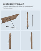 Parasol 200 x 125 cm foldable and adjustable in height