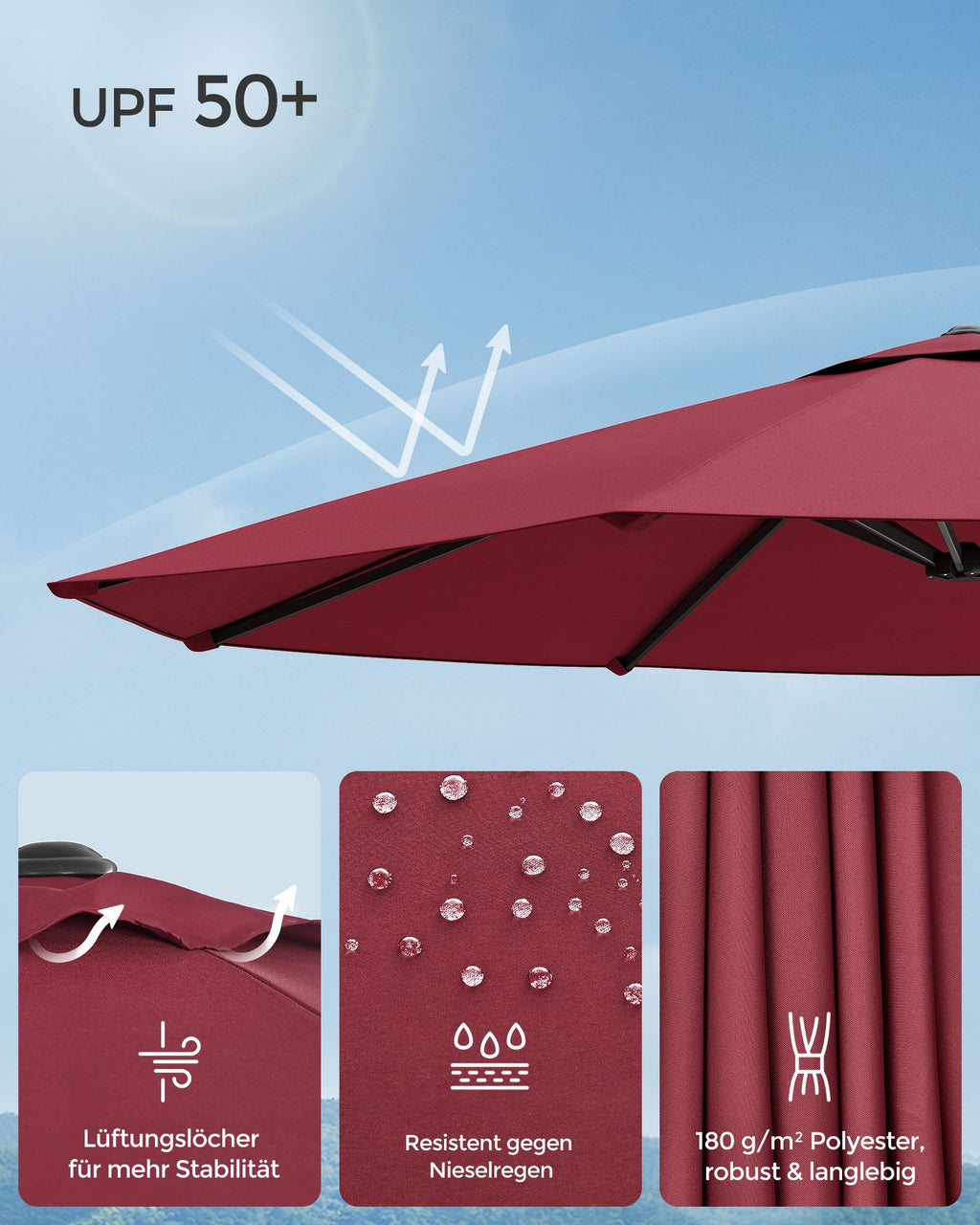 Double parasol-460 x 270 cm-with pendulum and UV protection