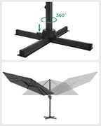 Parasol - 290 × 290 cm - 360 ° rotatable - with standard
