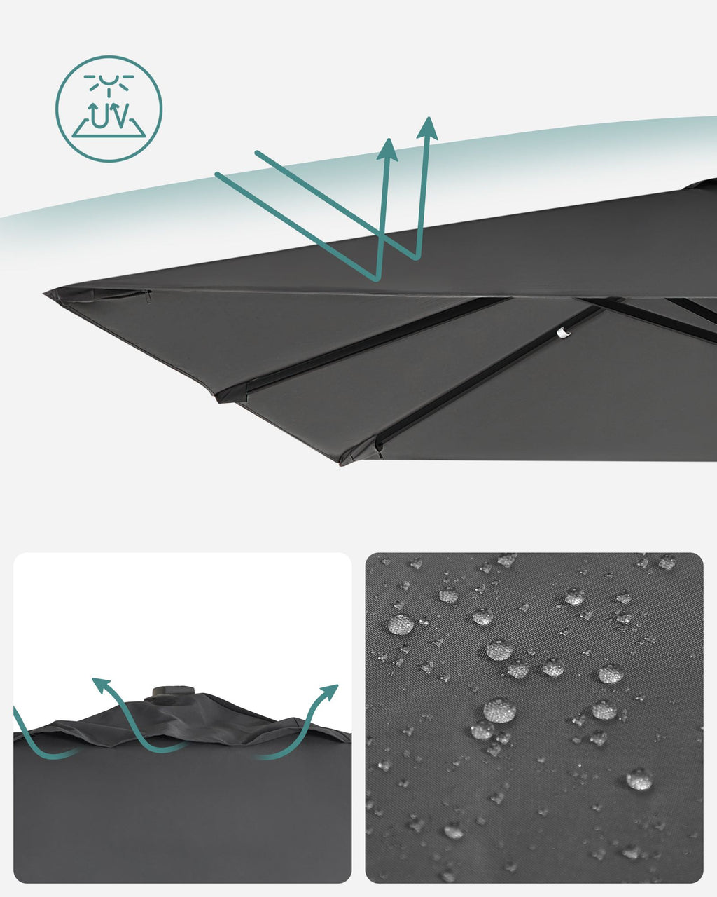 Parasol - 290 × 290 cm - 360 ° rotatable - with standard