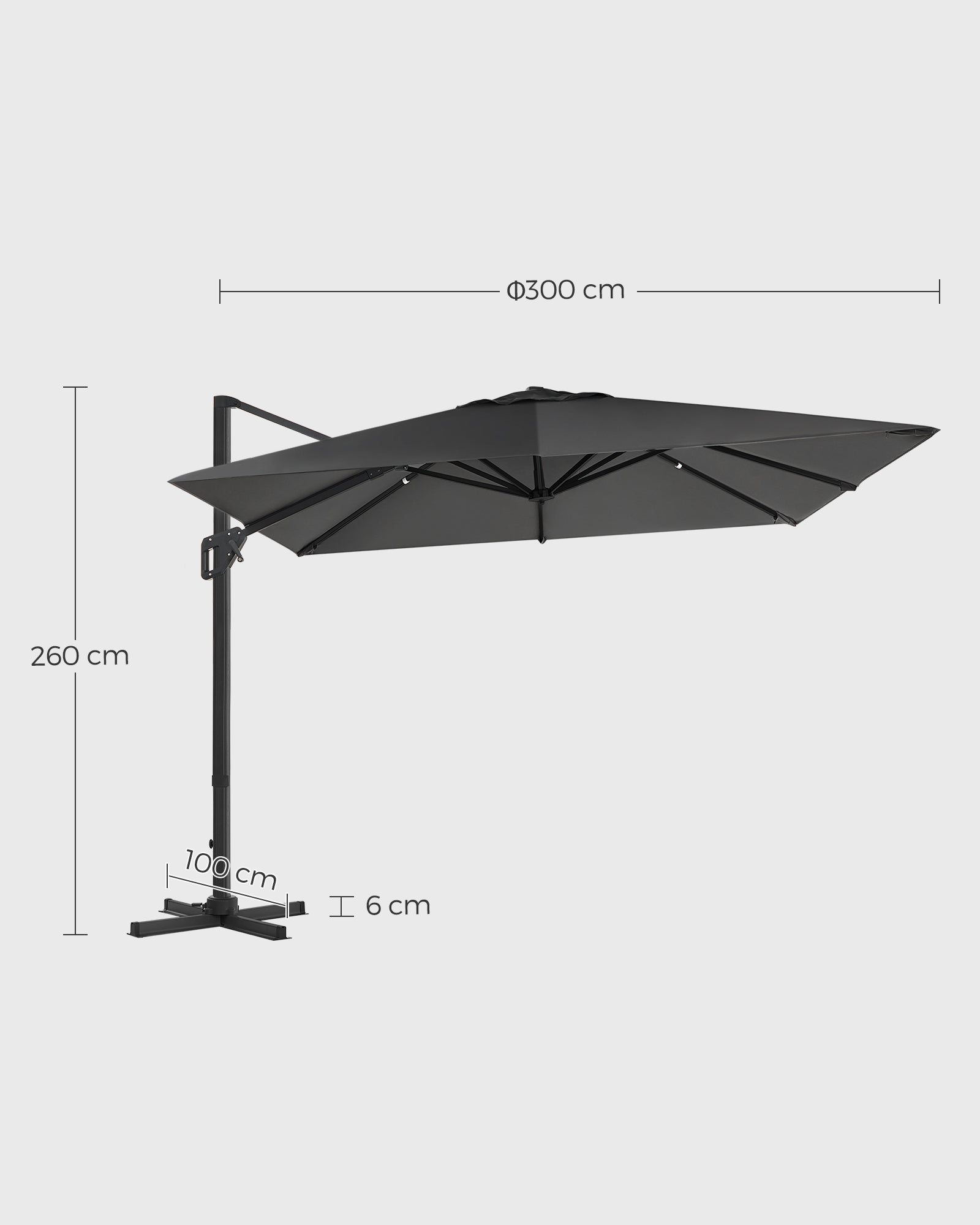 Parasol - 290 × 290 cm - 360 ° rotatable - with standard