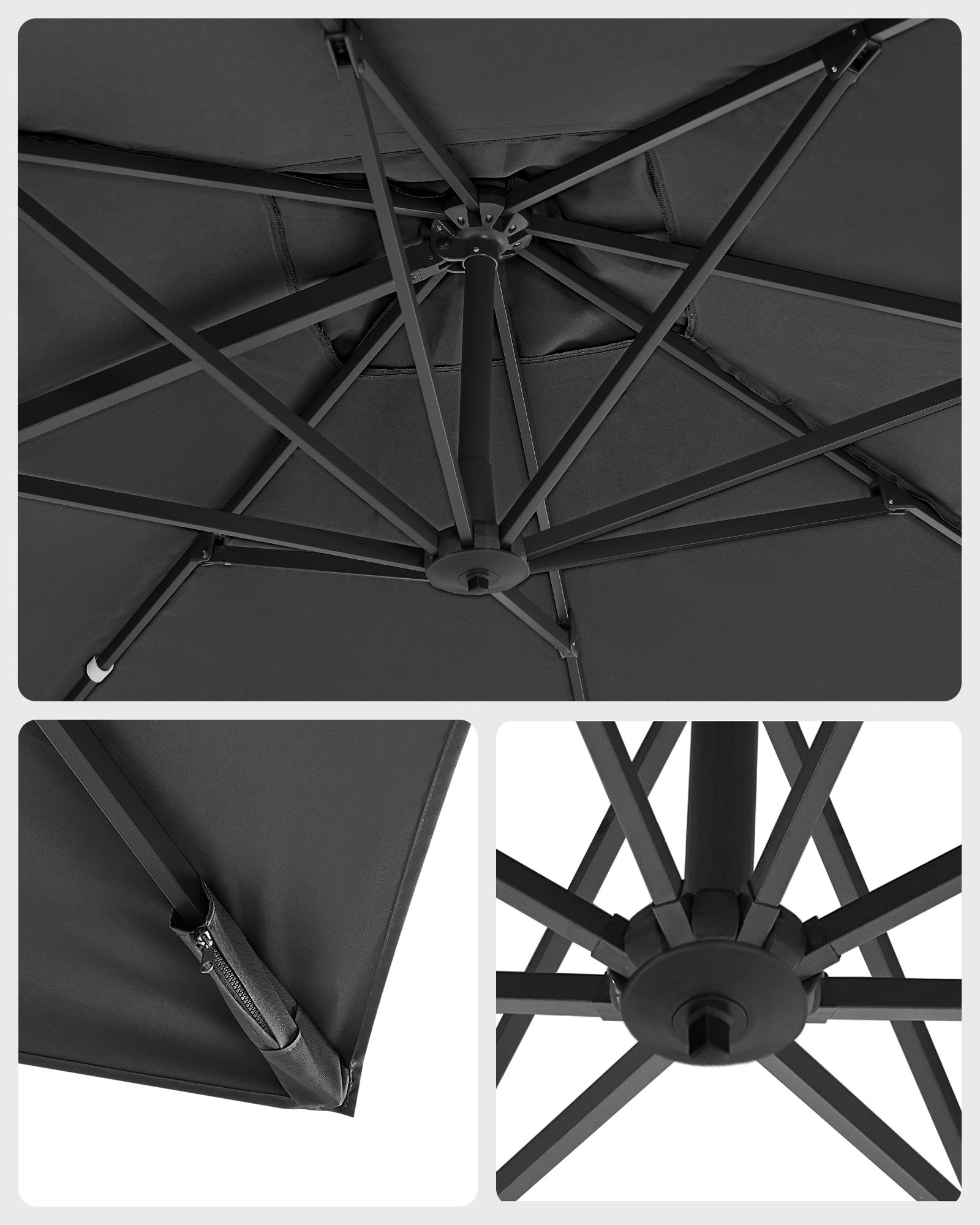 Parasol - 290 × 290 cm - 360 ° rotatable - with standard