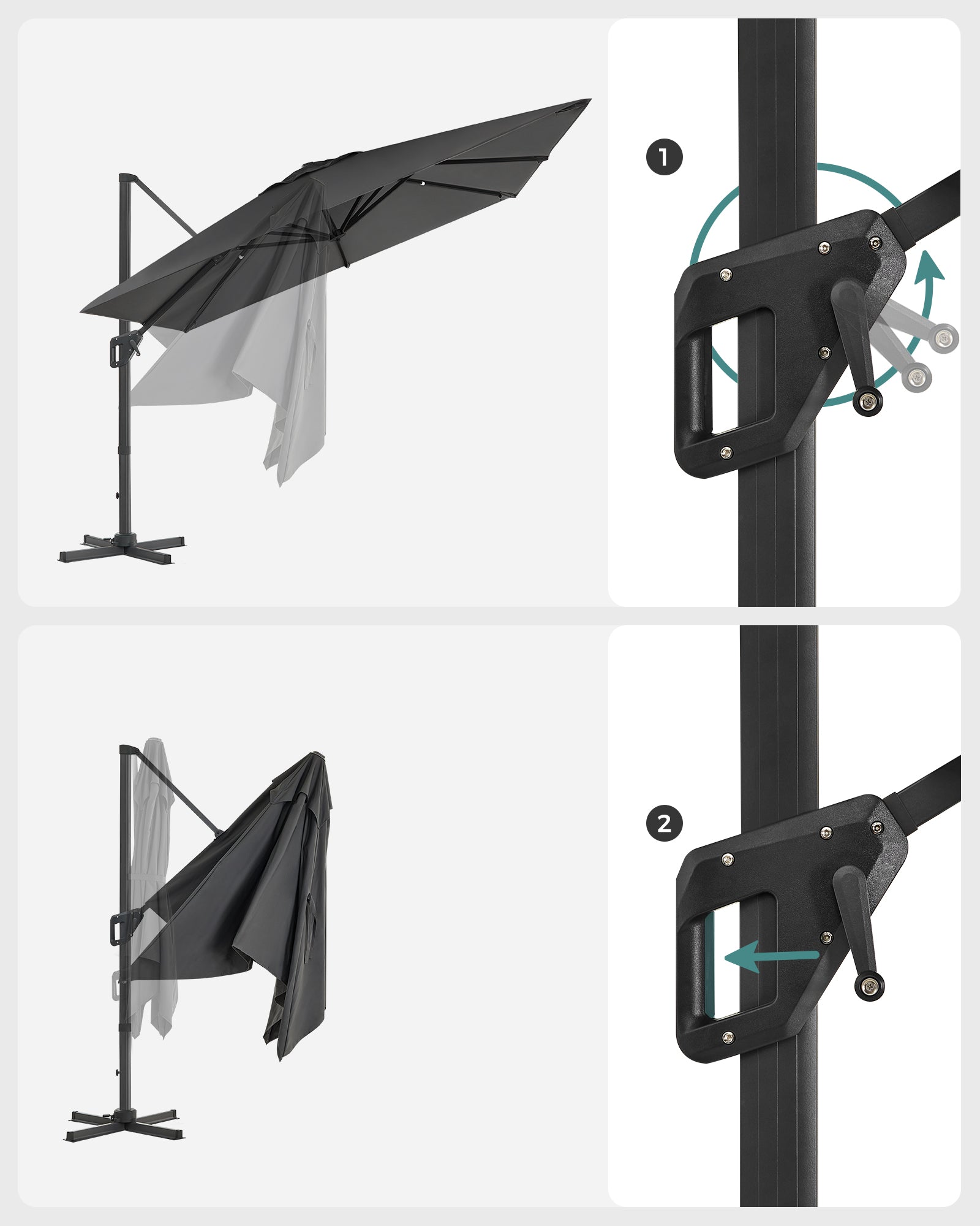 Parasol - 290 × 290 cm - 360 ° rotatable - with standard