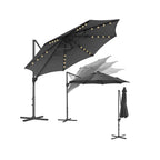 Parasol Ø300 cm-UPF 50+-With 28 LED lamps-Gray