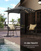 Parasol Ø300 cm-UPF 50+-With 28 LED lamps-Gray