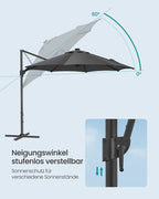 Parasol Ø300 cm-UPF 50+-With 28 LED lamps-Gray