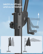 Parasol Ø300 cm-UPF 50+-With 28 LED lamps-Gray