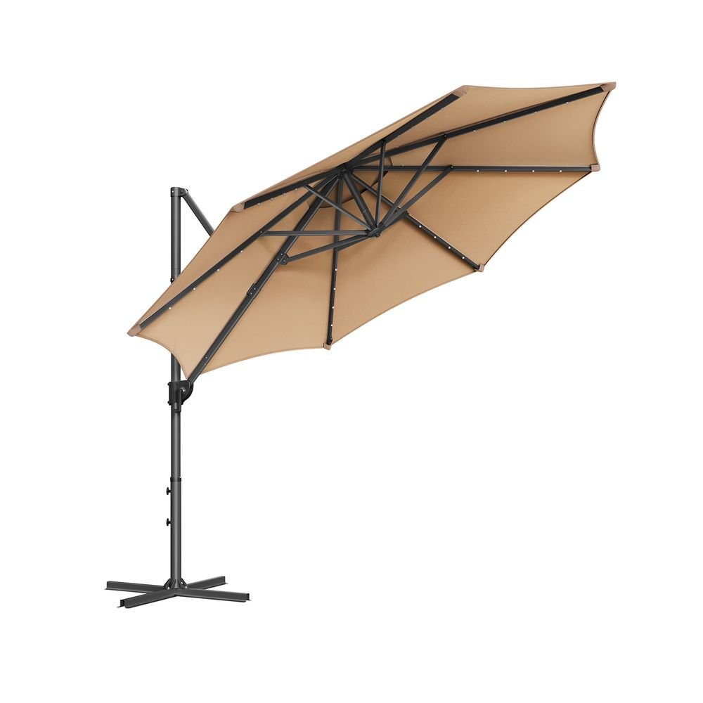 Parasol Ø300 cm-UPF 50+-With 28 LED lamps-Gray