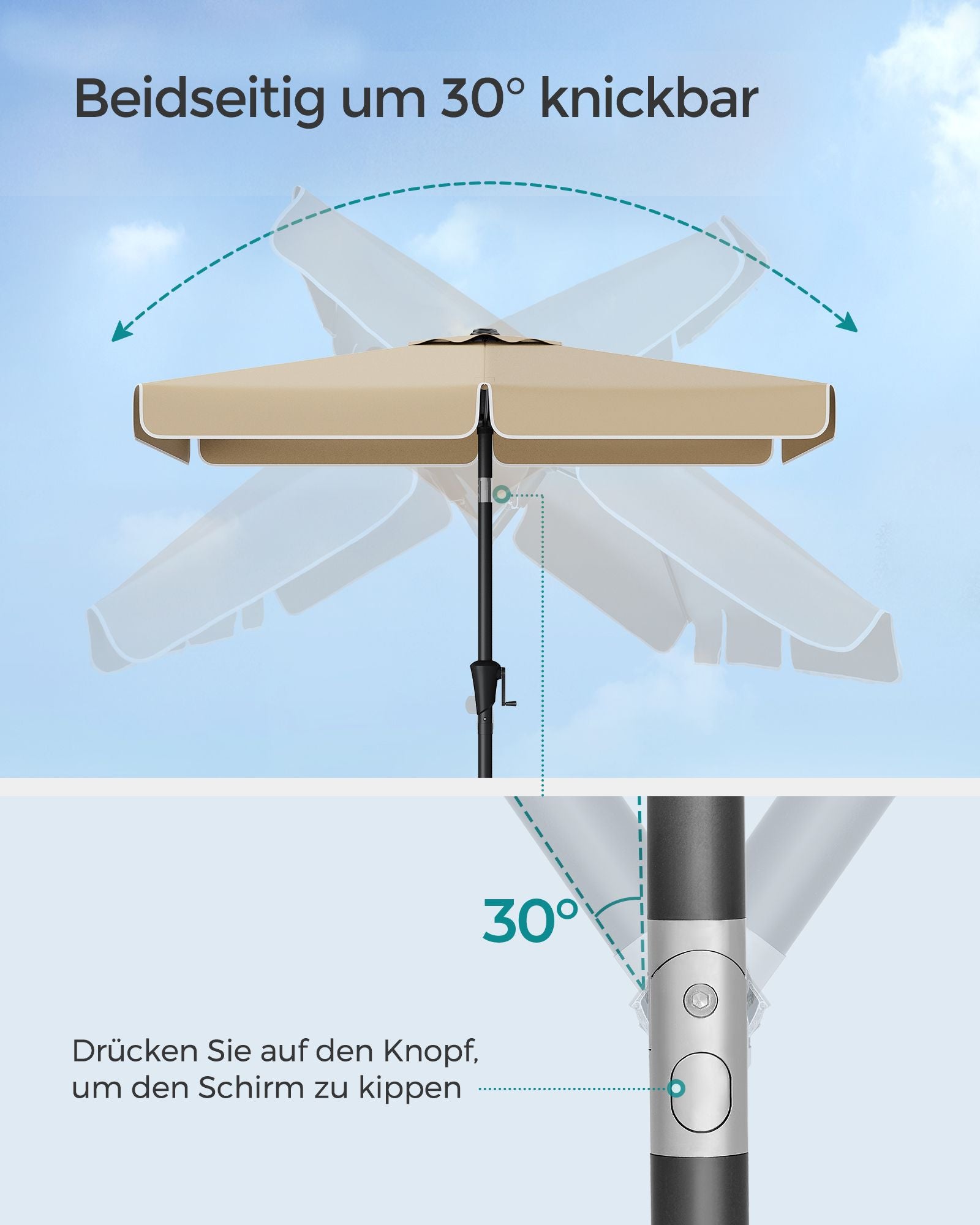 Balcony Parasol - Rectangular - 200 x 150 cm - Taupe