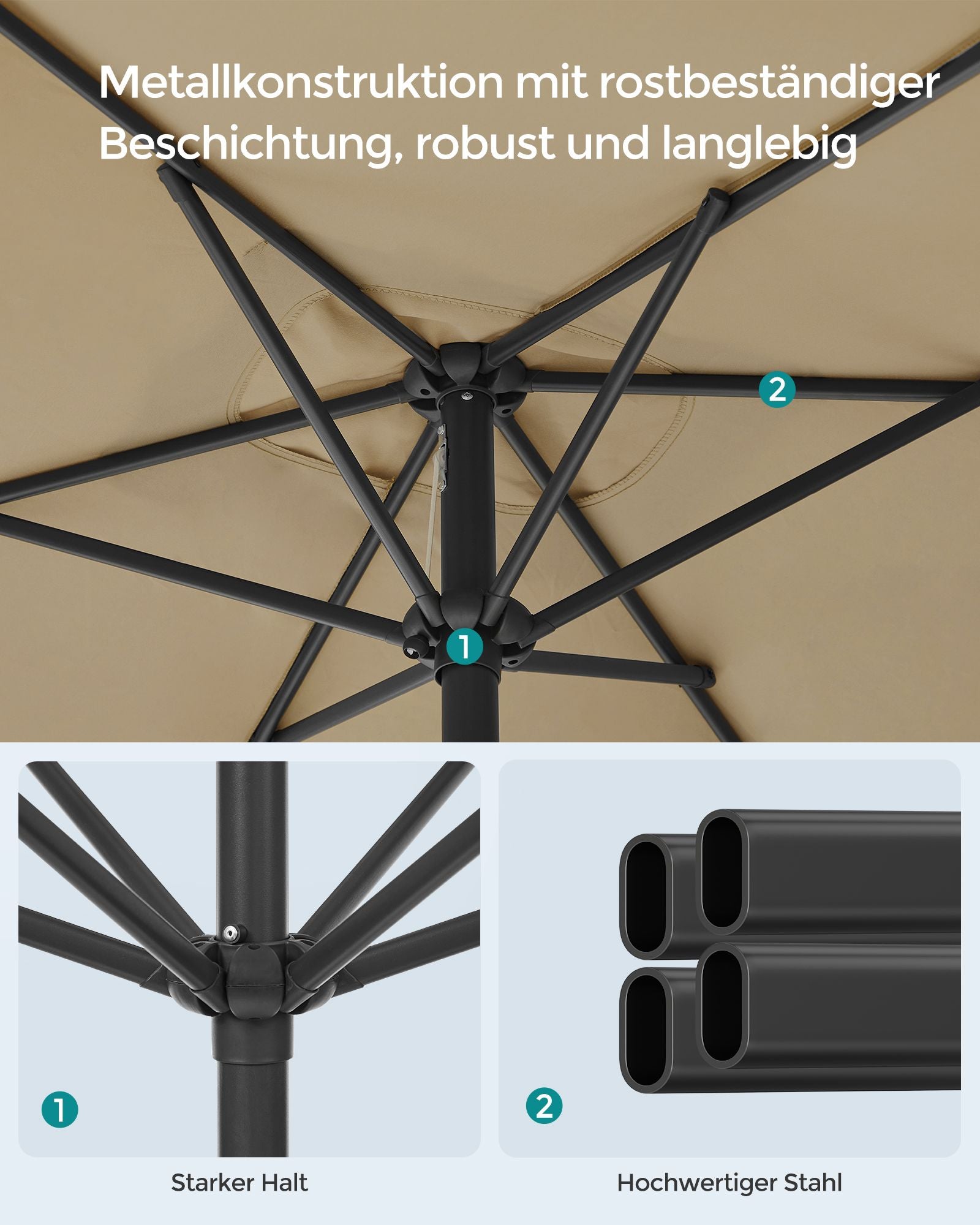 Balcony Parasol - Rectangular - 200 x 150 cm - Taupe