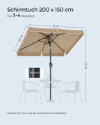 Balcony Parasol - Rectangular - 200 x 150 cm - Taupe
