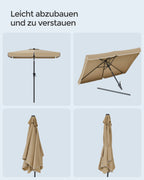 Balcony Parasol - Rectangular - 200 x 150 cm - Taupe