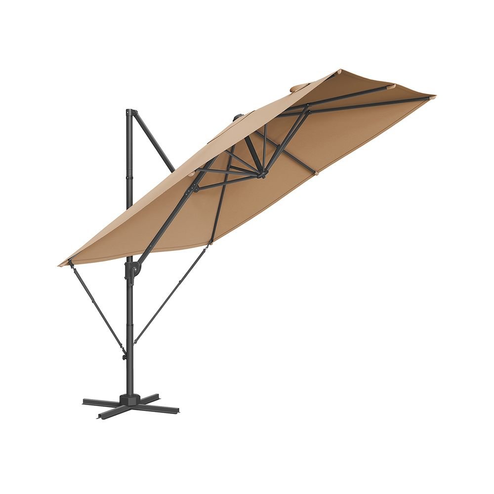 Parasol 270x270 cm - UPF 50+ - with crank and cross foot - Gray