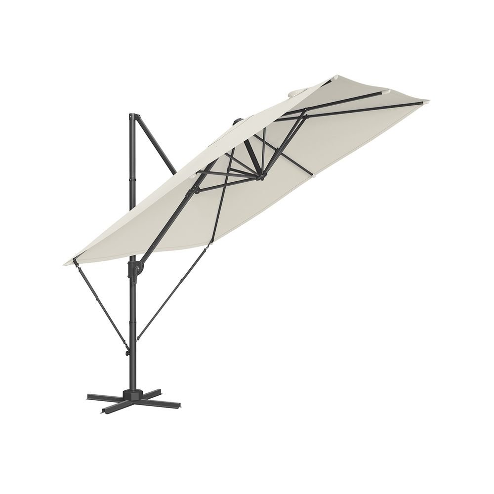 Parasol 270x270 cm - UPF 50+ - with crank and cross foot - Gray