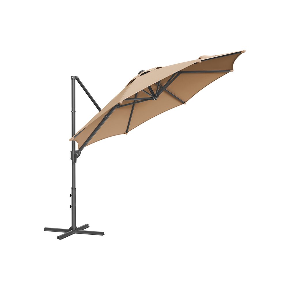 Parasol Ø300 cm - UPF 50+ - with crank and cross foot - Gray