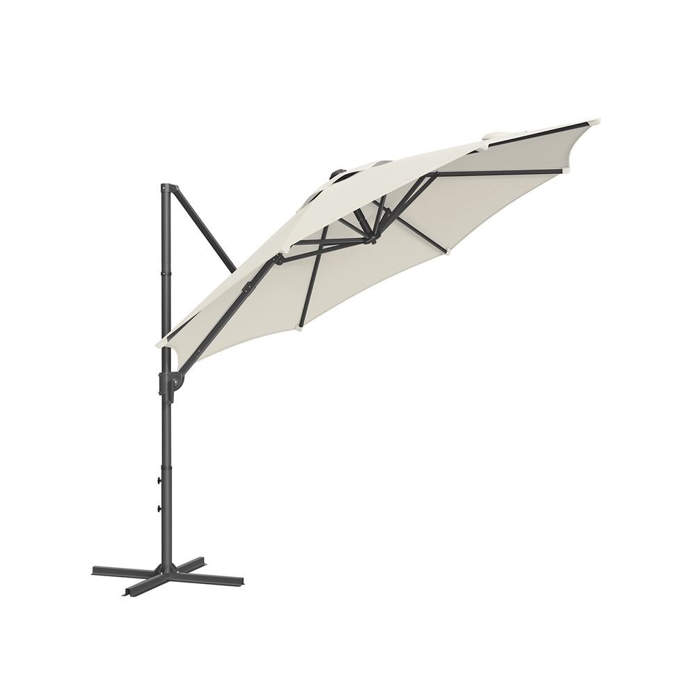 Parasol Ø300 cm - UPF 50+ - with crank and cross foot - Gray