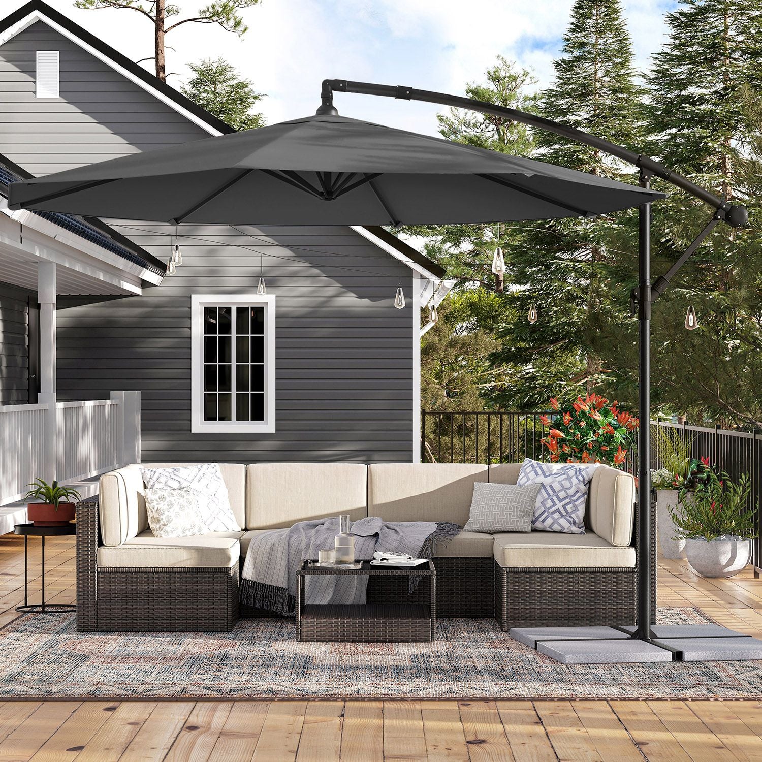 Parasol - with crank - for opening and closing